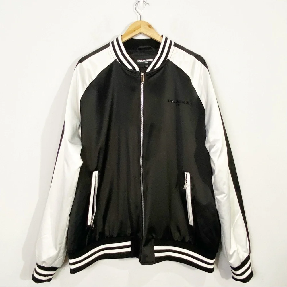 KARL LAGERFELD Paris Color Blocked Bomber Jacket